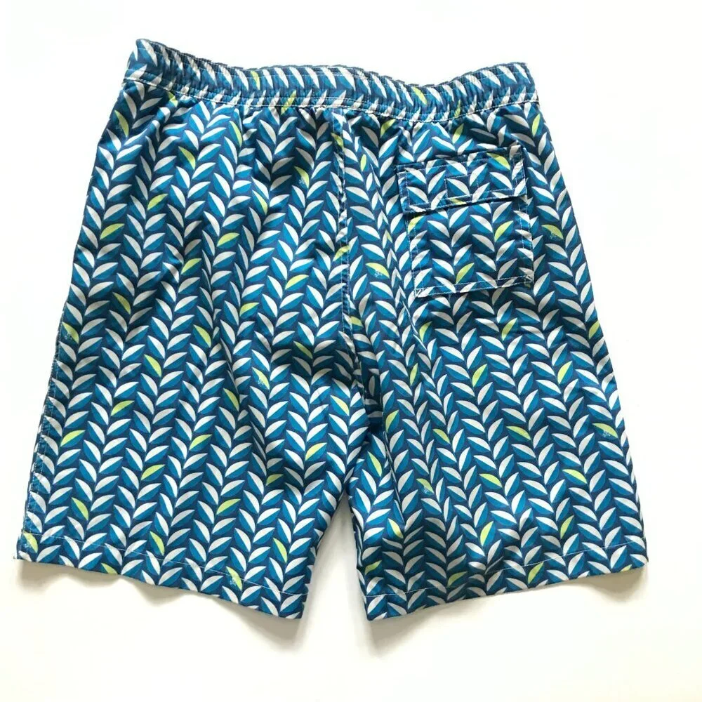Psycho Bunny Print Shorts Swim Trunks Boys 18 20 Mens S Blue White 7.5